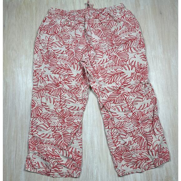 Lane Bryant Drawstring Linen Tropical Leaf Print Resort Wide Leg Pants 18/20 - Picture 12 of 16